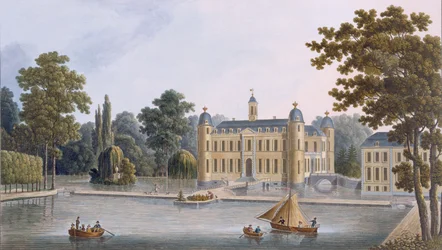 Slottet Beloeil, från "Choix des Monuments, Edifices et Maisons les plus Remarquables du Royaume des Pays-Bas", publicerat 1827.